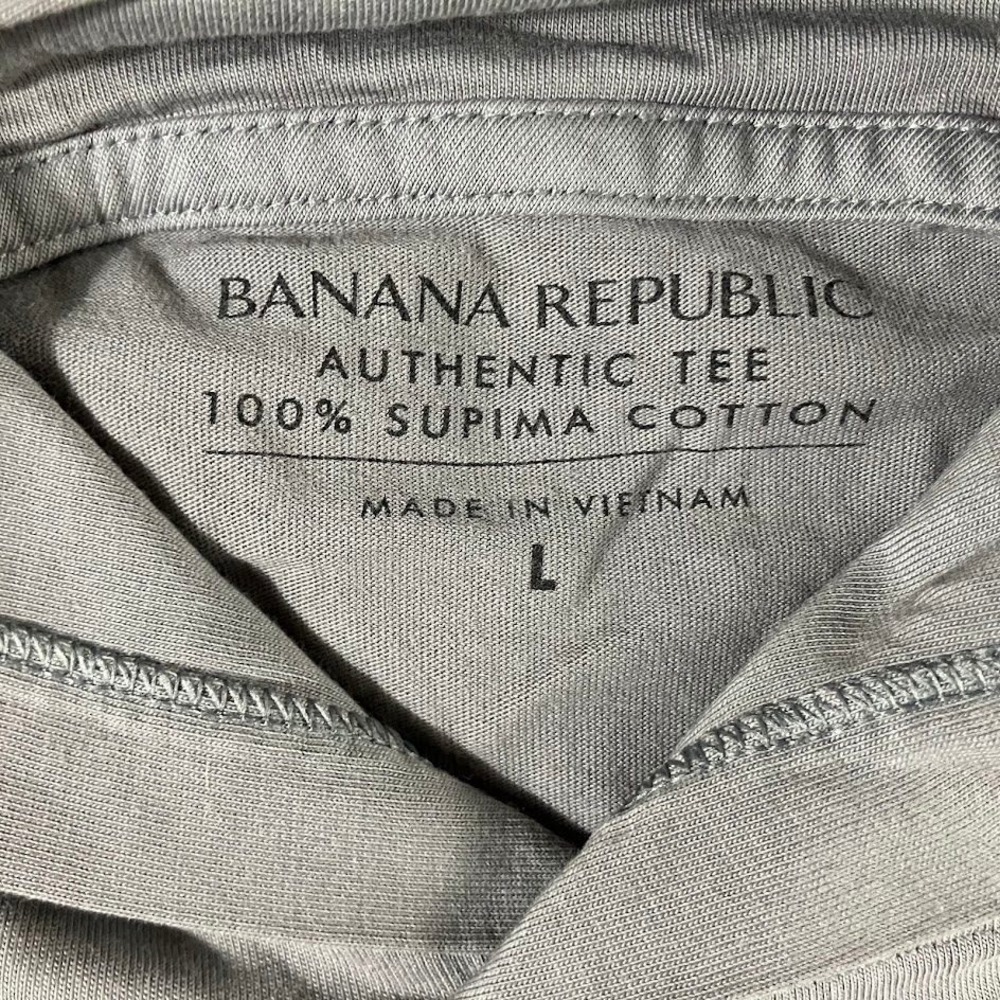 Banana Republic Mens Large Chrome Grey 100% Supima Cotton‎ Authentic Tee Hoodie - Picture 2 of 10